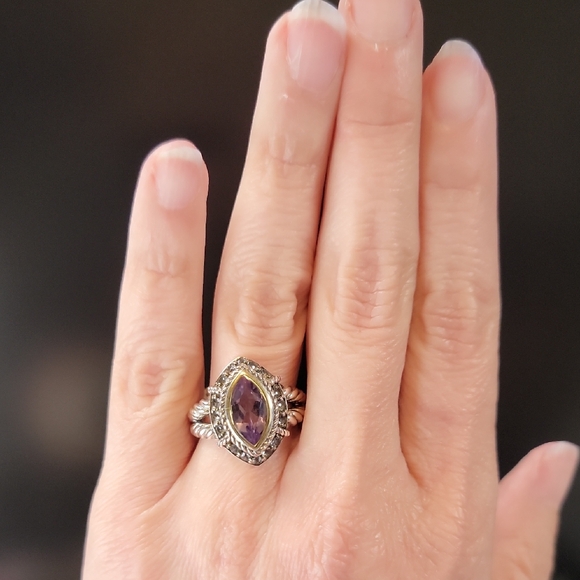 Amethyst & White Topaz Sterling Silver Ring